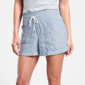 Athleta Cabo Linen 4” Shorts Blue